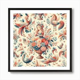 Slavic Floral Pattern Art Print