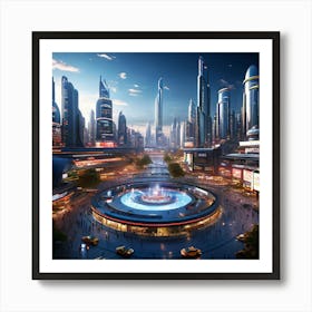 Futuristic City art print Art Print