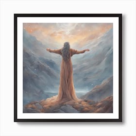 Scottish Goddess A'Chailleach Farewell to the Mountains Art Print