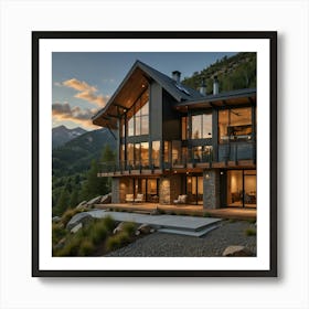 Sunset Mountain House Art Print