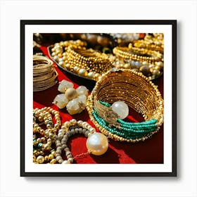 Beautiful African Pearly Jewellery On Display (1) Art Print