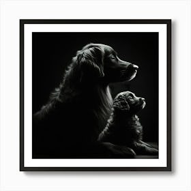 Portrait Of A Dog And Puppy Art Print
