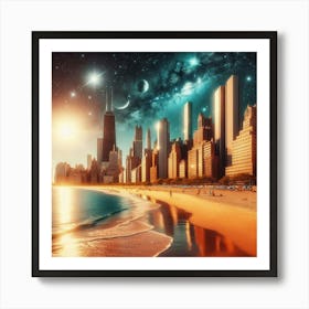 Chicago Skyline - Futuristic Art Affiche