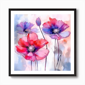 Watercolor Poppies Art Print