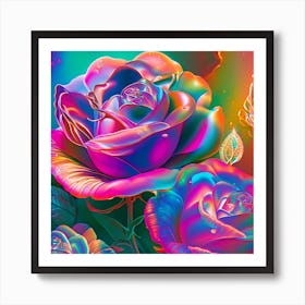 Psychedelic Roses Art Print