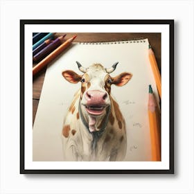 Cow Drawing 6 Art Print