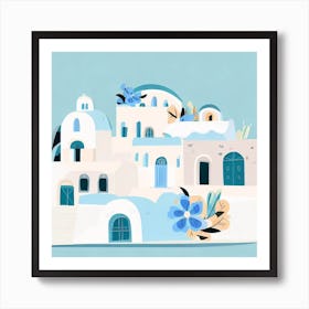 Romantic Santorini Art Print