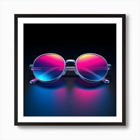 Sunglasses On A Black Background Art Print