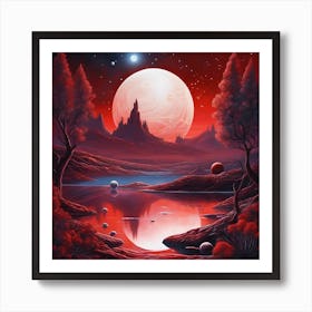 Red Moon In The Sky Art Print