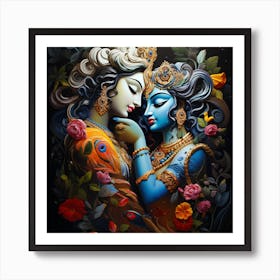 Radha And Krishna Art Print