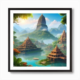 Indian Temple In The Mountains Art Print