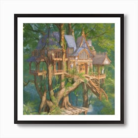 A stunning tree house that is distinctive in its architecture 4 Art Print