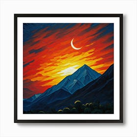 Sunset In The Mountains 3 Art Print