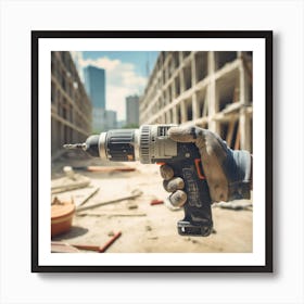 Construction Worker Holding A Drill Art Print