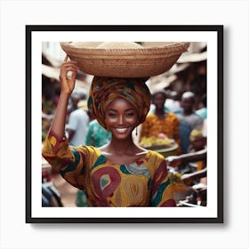 Nigerian Woman With Basket Art Print