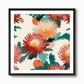 Abstract Japanese chrysanthemum Art Print