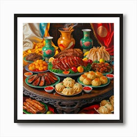 Default Vibrant Oil Painting On Canvas Depicting A Sumptuous S 2 Art Print