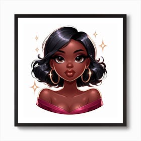 Black Girl With Hoop Earrings Art Print