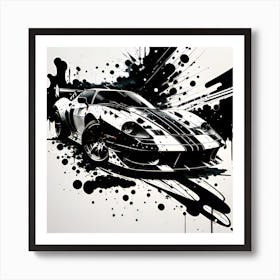 Black And White Car Painting 1 Art Print