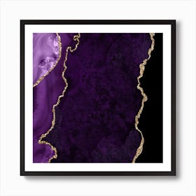 Purple & Gold Agate Texture 18 Art Print