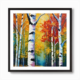 Birch Trees In Autumn 4 Art Print