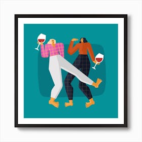 Drinking With Friends Square Art Print