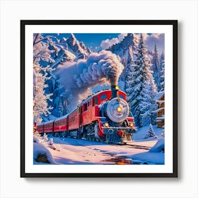 Christmas Train Art Print