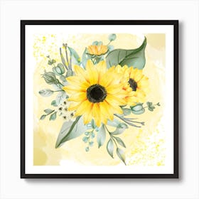 Watercolor Sunflowers Art Print