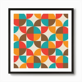 Mid Century Colorful Abstract Minimalist Semi Circles  Art Print