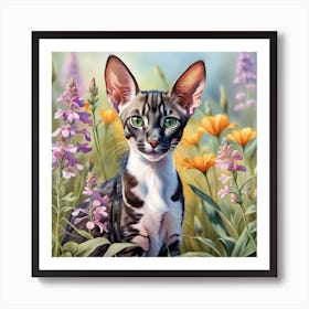 Oriental-SH Kitten Digital Watercolor Portrait Poster