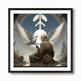 Man With A Dove Art Print