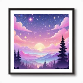 Sky With Twinkling Stars In Pastel Colors Square Composition 170 Art Print