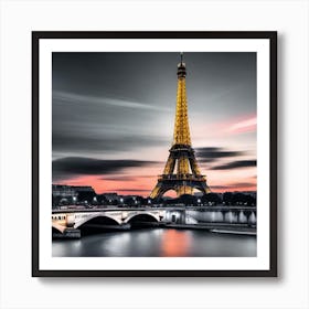 Eiffel Tower At Dusk 5 Art Print