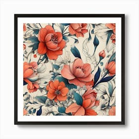 Floral drawing 1 Art Print