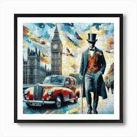 Abstract Puzzle Art English gentleman in London Art Print