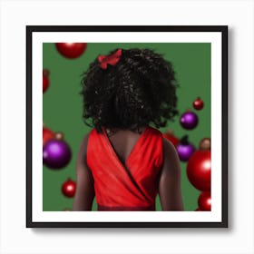 Afro Christmas Girl 005 Art Print