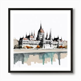 Budapest Parliament in Pen & Ink Art Print