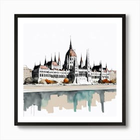 Budapest Parliament in Pen & Ink Poster