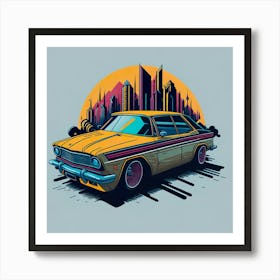 Car Colored Artwork Of Graphic Design Flat (100) Art Print