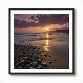 Sunset At The Beach 4 Art Print