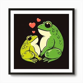 Frogs In Love Art Print