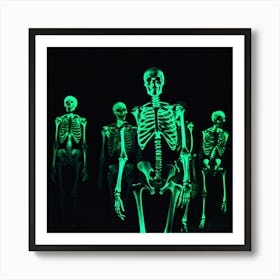 Glow In The Dark Skeletons Art Print