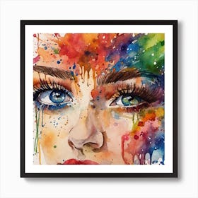 Watercolor Of A Woman'S Face 1 Art Print