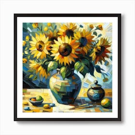 Sunflowers In A Vase 1 Art Print