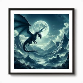 Dragon In The Night Sky 1 Art Print