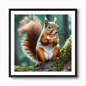 Squirrel Sitting On A Tree Branch Art Print