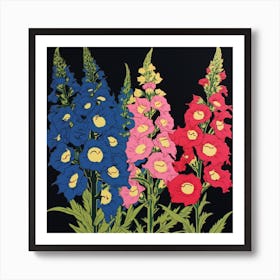 Delphinium 1 Pop Art Illustration Square Art Print