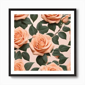 Peach Roses 5 Art Print