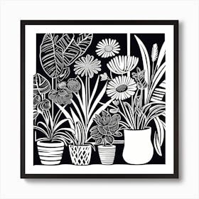 Lion cut inspired Black and white Garden plants & flowers art, Gardening art, Garden 216 Art Print