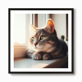 Cat In The Window Art Print